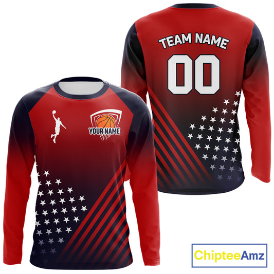 Personalized American Flag Basketball Jersey Custom Name And Number Patriotic Basketball Shirt|Red TDM5628