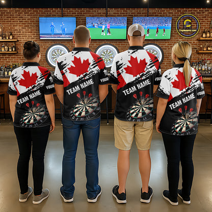 Personalized Grunge Canada Flag Dart Women Quarter-Zip Shirt, Patriotic Canadian Dart Jerseys TDM1187