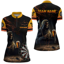 Load image into Gallery viewer, Funny Skull Beer Darts Polo &amp; Quarter-Zip Shirts For Women Custom Beer And Player Darts Jerseys TDM1737