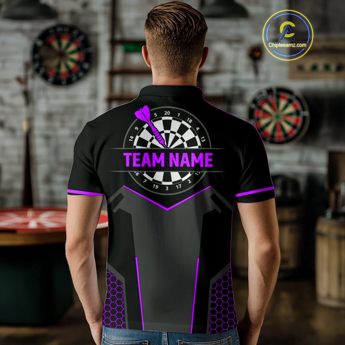 Darts Jersey For Men Custom Polo & Quarter Zip Darts Tournament Team Shirt  |Purple TDM4748