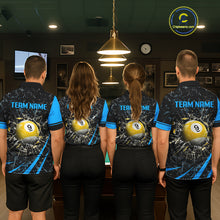 Load image into Gallery viewer, Black And Blue 8 Ball &amp; 9 Ball Glass Break Billiard Shirt For Women Custom Pool Team Jersey Uniform TDM5641