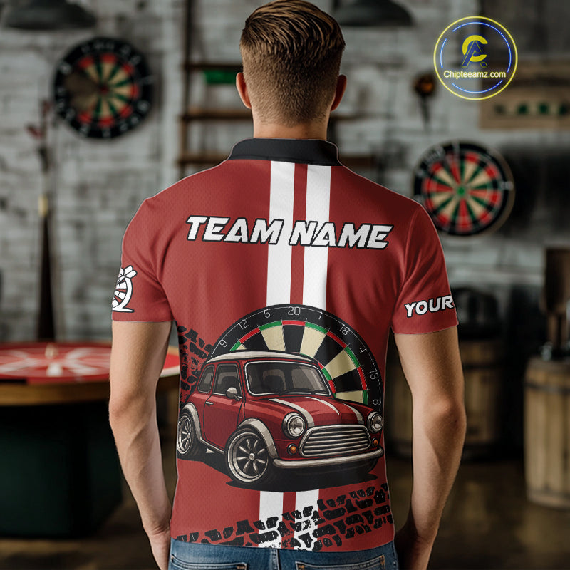 Personalized Red Funny Car Dart Shirts For Men Custom Darts Team Jerseys Polo & Quarter Zip TDM4151