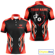 Load image into Gallery viewer, Black And Red 8 Ball Pool Crown Billiard Shirt For Men Custom Billiard Jersey Team Polo &amp; 1/4 Zip TDM4322