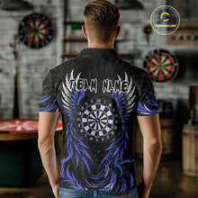 Load image into Gallery viewer, Personalized Phoenix Dartboard Wings Men's Dart Shirts Custom Blue And Black Darts Team Jerseys TDM4584