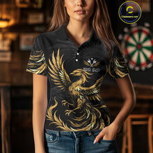 Load image into Gallery viewer, Personalized Phoenix Dartboard Wings Women's Dart Shirts Custom Yellow And Black Darts Team Jerseys TDM4585