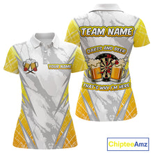 Load image into Gallery viewer, Darts And Beer That's Why I'm Here Custom Grunge Dart Shirt For Women, Drinking Darts Jerseys |White TDM4233