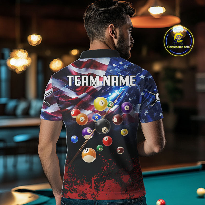 American Flag Patriotic Billiard Shirt For Men Custom 3D Billiard Balls 8 Ball Pool Team Jerseys TDM4263