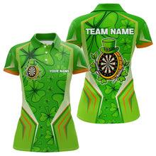Load image into Gallery viewer, Green Luckiest Shamrock Women's Darts Shirt Custom St Patrick Day Darts Jersey Team Polo &amp; 1/4 Zip TDM4745