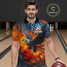 Load image into Gallery viewer, Vintage American Flag Eagle Black Bowling Shirts for Women Custom Patriotic Team Bowling Jerseys NQS10501