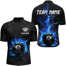 Load image into Gallery viewer, Blue 8 Ball Pool Thunder Lightning Custom Men Billiard Shirts, Team League Billiard Jerseys Uniform TDM1780