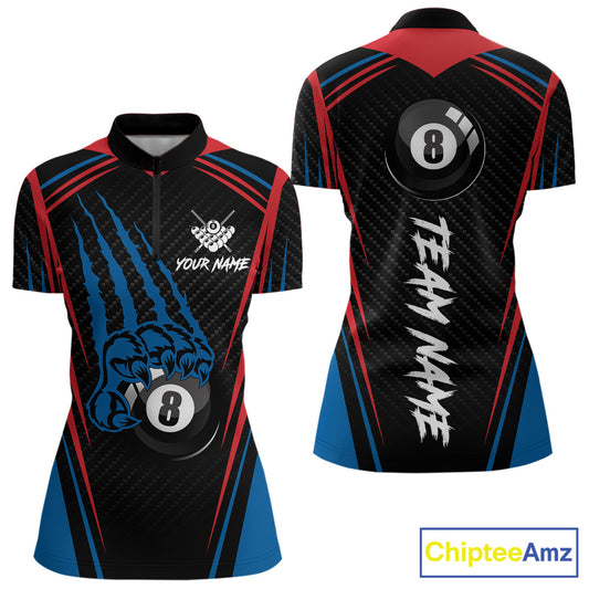Personalized Scratch 8 Ball Pool Billiard Shirt For Women, Billiard Jerseys Team Polo & 1/4 Zip TDM4333