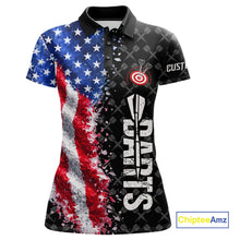Load image into Gallery viewer, Grunge American Flag Darts Shirt For Women Custom Darts Jersey Pocket Option TDM5890