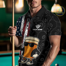 Load image into Gallery viewer, Vintage American Flag Funny Beer Billiard Shirt For Men Custom Patriotic 8 Ball Pool Team Jersey TDM5426