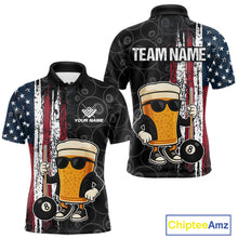 Load image into Gallery viewer, Vintage American Flag Funny Beer Billiard Shirt For Men Custom Patriotic 8 Ball Pool Team Jersey TDM5426