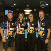 Load image into Gallery viewer, Funny Beer 8 Ball &amp; 9 Ball American Flag Billiard Shirt For Men Custom Patriotic Pool Team Jersey TDM5427