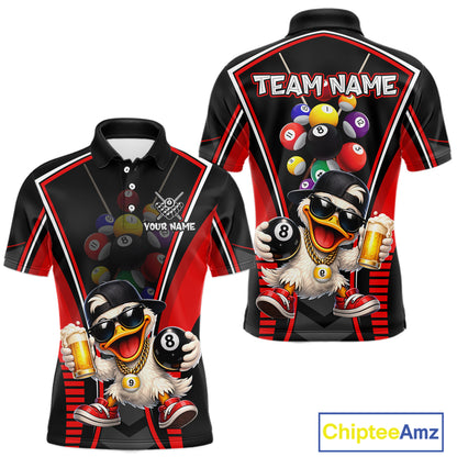 Funny Duck 8 Ball Pool Billiard Shirt For Men Custom Billiard Team Jersey Polo & 1/4 Zip TDM6101