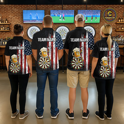 Funny Beer American Flag Darts Shirt For Women Custom Patriotic Darts Jersey Team Polo & 1/4 Zip TDM5949