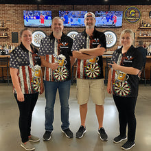 Load image into Gallery viewer, Vintage American Flag Funny Beer Darts Shirt For Men Custom Darts Jersey Team Polo &amp; 1/4 Zip TDM5950