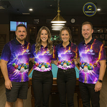 Load image into Gallery viewer, Custom Thunder Lightning Purple Pool Team Shirt For Men, Billiard Jersey Polo &amp; Quarter Zip TDM6133