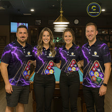 Load image into Gallery viewer, Purple 9 Ball Thunder Lightning Billiard Shirts For Men Custom Pool Team Jersey Polo &amp; 1/4 Zip TDM5979