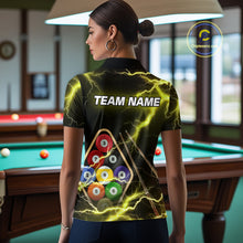 Load image into Gallery viewer, Yellow 9 Ball Thunder Lightning Billiard Shirts For Women Custom Pool Team Jersey Polo &amp; 1/4 Zip TDM5980