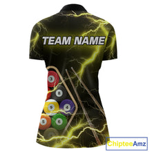 Load image into Gallery viewer, Yellow 9 Ball Thunder Lightning Billiard Shirts For Women Custom Pool Team Jersey Polo &amp; 1/4 Zip TDM5980