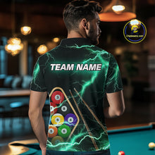 Load image into Gallery viewer, Turquoise 9 Ball Thunder Lightning Billiard Shirts For Men Custom Pool Team Jersey Polo &amp; 1/4 Zip TDM5981
