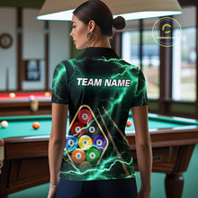 Load image into Gallery viewer, Turquoise 9 Ball Thunder Lightning Billiard Shirts For Women Custom Pool Team Jersey Polo &amp; 1/4 Zip TDM5981