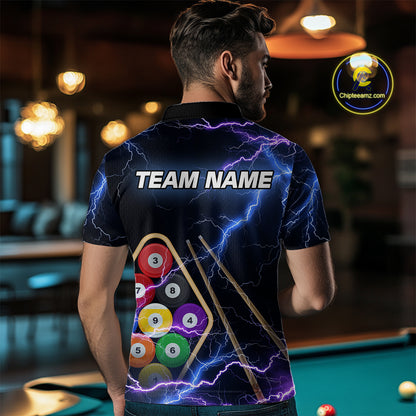 Purple Thunder Lightning 9 Ball Billiard Shirt For Men Custom 9 Ball Team Shirt, Billiards Jerseys TDM5135