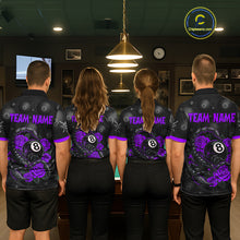 Load image into Gallery viewer, Black Purple 8 Ball Scorpion Roses Billiard Shirt For Men Custom Pool Team Shirt, Billiard Jersey TDM5347