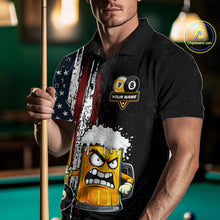 Load image into Gallery viewer, Funny Angry Beer 8 Ball &amp; 9 Ball Billiard Shirt For Men Custom American Flag Pool Team Jersey TDM5636