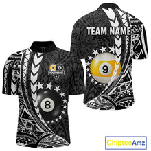 Load image into Gallery viewer, Custom White Black 8 Ball &amp; 9 Ball Tribal Billiard Shirt For Men, Funny Pool Team Jersey  TDM5847