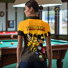 Load image into Gallery viewer, Custom Yellow Black Funny Bee 8 Ball Billiard Shirt For Women, Pool Team Jersey Polo &amp; 1/4 Zip TDM6006