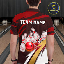 Load image into Gallery viewer, Personalized Red Strike Ball Bowling Shirt For Men Custom Team Bowling Jersey Polo &amp; 1/4 Zip TDM6244