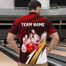 Load image into Gallery viewer, Personalized Red Strike Ball Bowling Shirt For Men Custom Team Bowling Jersey Polo &amp; 1/4 Zip TDM6244