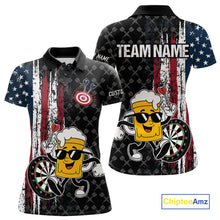Load image into Gallery viewer, Funny Beer Grunge American Flag Darts Shirt For Women Custom Patriotic Darts Team Jersey TDM5364
