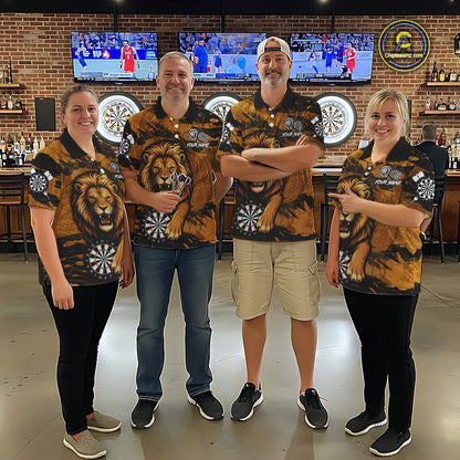 Personalized Retro Grunge Lion Darts Shirts For Men Custom Darts Team Jersey Polo, 1/4 Zip TDM7188