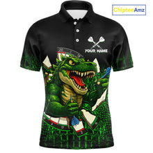 Load image into Gallery viewer, Black And Green Funny Sauropod Darts Shirt For Men Custom Darts Jersey Team Polo &amp; 1/4 Zip TDM5917