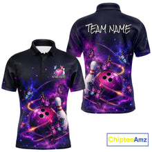Load image into Gallery viewer, Pink And Purple Butterfly Bowling Shirt For Men Custom Glowing Bowling Jersey Polo &amp; 1/4 Zip TDM6320
