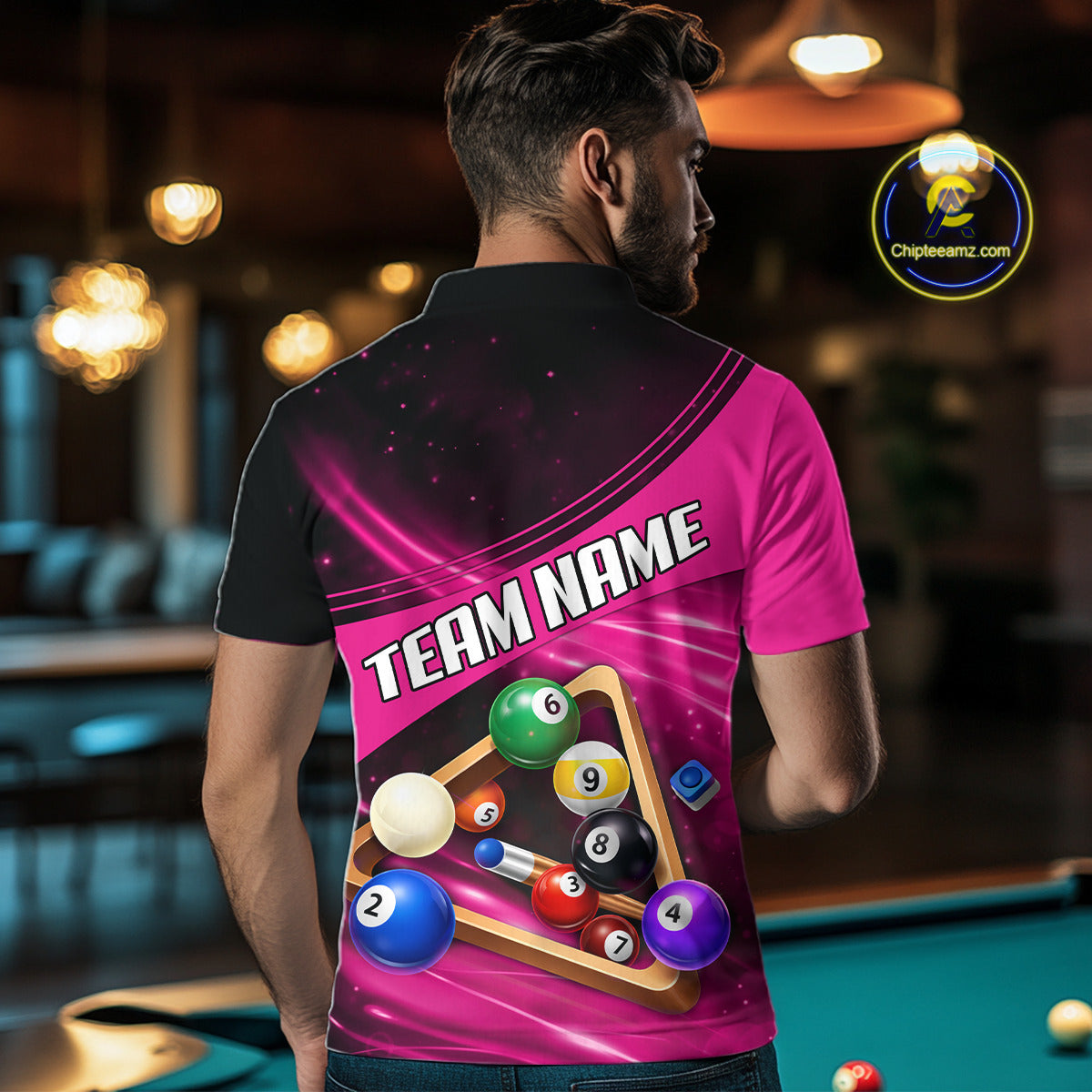 Pink And Black Billiard Jersey For Men Custom Pool Balls Billiard Team Shirt Polo & 1/4 Zip TDM6329