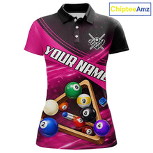 Load image into Gallery viewer, Pink And Black Billiard Jersey For Women Custom Pool Balls Billiard Team Shirt Polo &amp; 1/4 Zip TDM6329