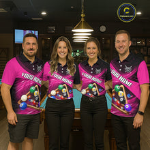 Load image into Gallery viewer, Pink And Black Billiard Jersey For Men Custom Pool Balls Billiard Team Shirt Polo &amp; 1/4 Zip TDM6329