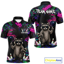 Load image into Gallery viewer, Personalized Funny Raccoon Graffiti Bowling Jersey For Men, Bowling Team Shirts Polo &amp; 1/4 Zip TDM6557