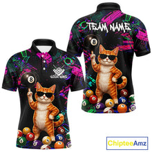 Load image into Gallery viewer, Custom Funny Cat Graffiti 8 Ball Pool Billiard Shirts For Men, Billiard Team Jersey Polo &amp; 1/4 Zip TDM6558