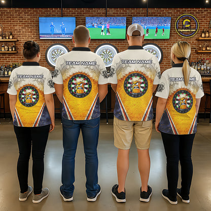 Funny Yellow Angry Beer Darts Shirt For Women Custom Darts Jersey Team Polo & Quarter Zip TDM5569