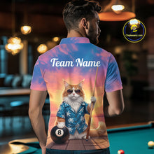 Load image into Gallery viewer, Personalized Funny Cat Sunset Billiard Shirt For Men Custom 8 Ball Pool Team Jersey Polo &amp; 1/4 Zip TDM6414