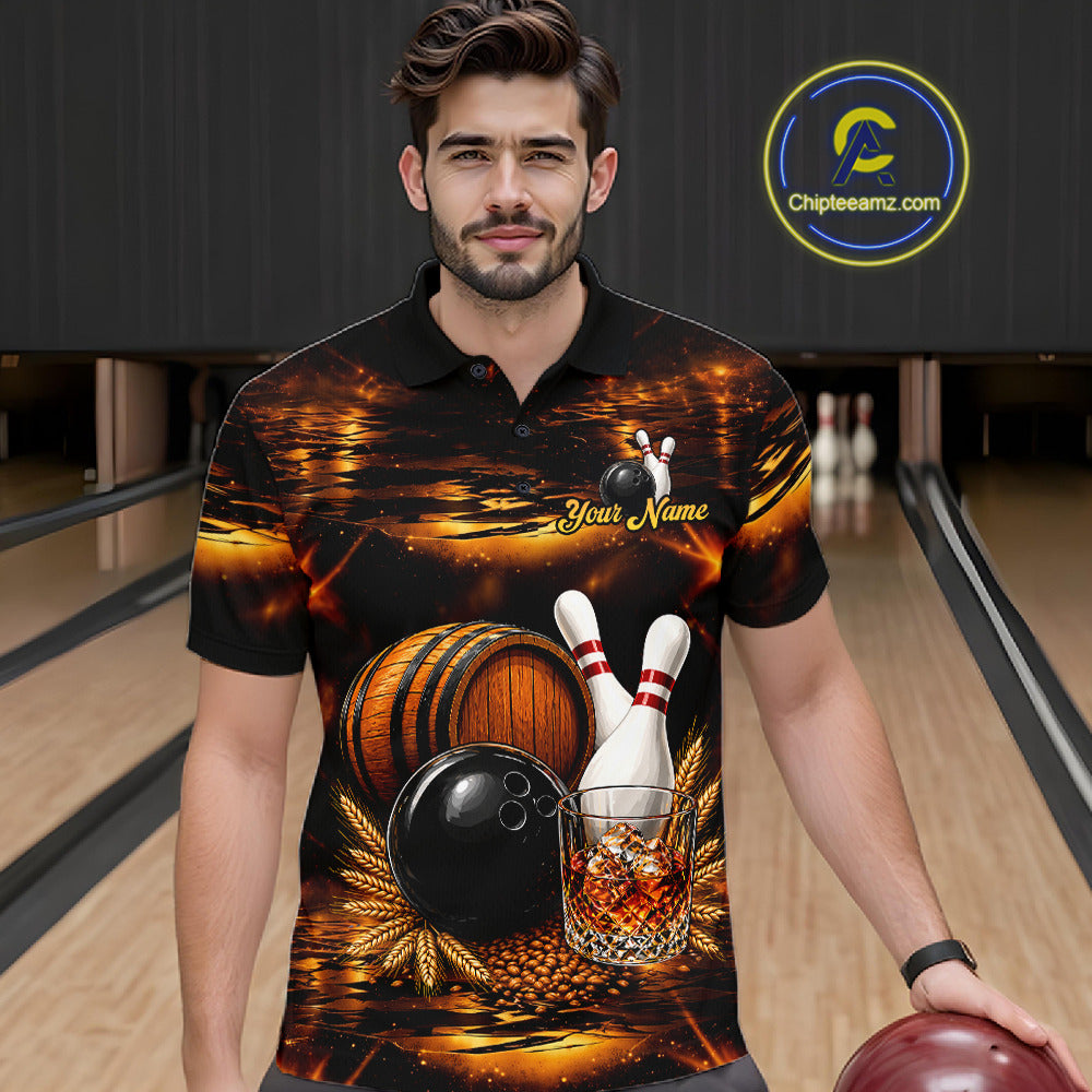 Personalized Vintage Bourbon Bowling Shirt For Men, Funny Bowling Jersey Team Polo & 1/4 Zip TDM6420