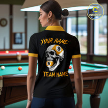 Load image into Gallery viewer, Personalized 9 Ball Skull Argyle Pattern Women's Billiard Shirts, 9 Ball Team Shirts Billiard Jersey TDM5137