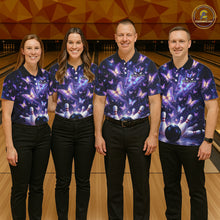 Load image into Gallery viewer, Custom Purple Butterfly Bowling Shirt For Men, Glowing Bowling Team Jersey Polo &amp; 1/4 Zip TDM6225