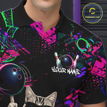 Load image into Gallery viewer, Personalized Funny Cat Graffiti Bowling Shirt For Men Custom Bowling Jersey Team Polo &amp; 1/4 Zip TDM6456